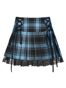 Jupe plissée à taille <span class=keywords><strong>empire</strong></span> avec bretelles croisées et dentelle, style Spice Girl subculture, nouvelle collection femme 2026 - Product Image 4