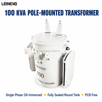 Transformateur de puissance monophasé monté sur poteau LEINENG 100kVA 50kVA 25kVA 10kVA 11kV 240V 480V 50Hz Ligne électrique