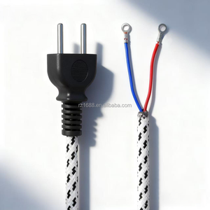 2-poliges EU/US/Thailand-Kabel Netzteil kabel Stromkabel Baumwolle geflochten mit geschlossenem Crimp anschluss für elektrisches Dampf bügeleisen - Product Image 3