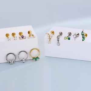 Toposh Joyería de Moda para Piercings Corporales: Anillo Labret de Titanio F136 de Base Plana, Zirconia, para Labio, Cartílago de Oreja, <span class=keywords><strong>Tragus</strong></span>, <span class=keywords><strong>Espiral</strong></span>, Daith y Pendientes - Product Image 2