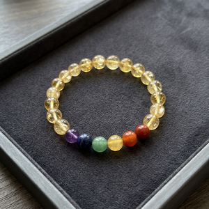 Bracelet en pierres précieuses naturelles de citrine, fait main, 7 chakras, Feng Shui, cristal poli, guérison, Thanksgiving - Product Image 1