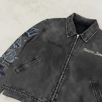 Veste en jean courte à impression DTG brodée en 3D avec logo personnalisé en gros veste décontractée en jean en coton épais pour hommes veste en jean pour hommes