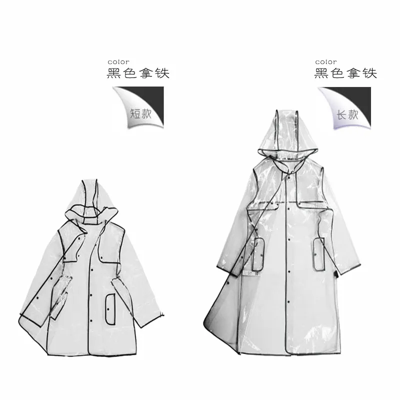 Custom Eva 0.18Mm Doorzichtige Plastic Waterdichte Regenjas Voor Volwassen Dames Mode Wrap Met Proces Print Patroon
