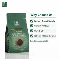 Sachet d'emballage pour poudre de noix de coco et sachet en plastique pour poudre de champignons, qualité alimentaire, haute barrière, certifié BRCGS ISO