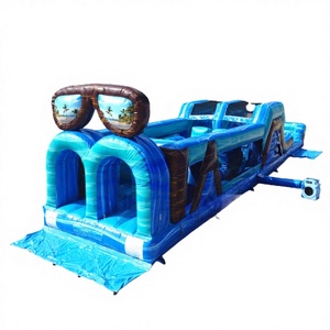Parcours d'obstacles gonflable commercial en PVC bleu tropical avec lunettes de soleil – Jeux de compétition amusants pour l'intérieur et l'extérieur - Product Image 1