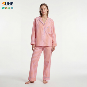 SUHE Womens Striped Solid Color <b>Down</b> Pajama Sets Long Sleeve Elastic Waist <b>Pants</b> Nightwear Loungewear Summer Autumn Breathable - Product Image 1