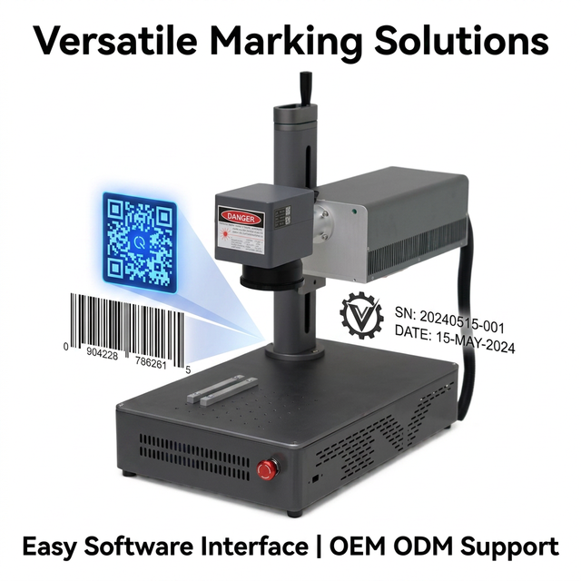 Desktop Fiber Laser Marker 30W High Precision 0.001mm Engraving for Production Date QR Code Barcode Metal Parts Wholesale