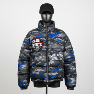 Chaqueta acolchada para mujer de calidad superior 380 GSM tela de poliéster cálido azul gris logotipo personalizado bordado chaqueta acolchada para mujer - Product Image 1