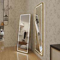 WOSEN Miroir pleine longueur avec cadre en aluminium et interrupteur tactile éclairé par LED Design moderne pour la chambre à coucher et la salle de bain