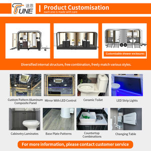 Unité de <span class=keywords><strong>douche</strong></span> double station prête pour attelage de remorque, triple compartiment, finition brillante, grand réservoir d'évacuation, toilettes mobiles sur remorque - Product Image 5