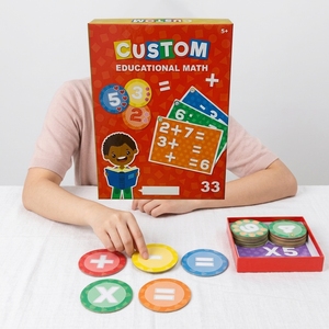 Jeu de société éducatif personnalisé pour l'apprentissage des opérations de somme et de soustraction, avec jetons numériques ronds pour enfants - Product Image 2