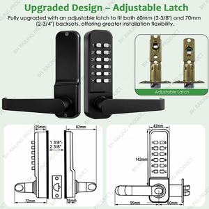 Serrure <span class=keywords><strong>de</strong></span> <span class=keywords><strong>porte</strong></span> à <span class=keywords><strong>code</strong></span> mécanique sans clé moderne, à combinaison, en alliage <span class=keywords><strong>de</strong></span> zinc, à <span class=keywords><strong>poignée</strong></span> simple - Product Image 3
