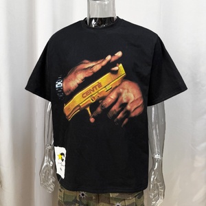 Camiseta Urbana Personalizada de Corte Cuadrado, Camisetas Negras Lavadas de Alta Calidad para Hombre, Diseño de Impresión DTG, Fabricante de Camisetas de Algodón Grueso - Product Image 1