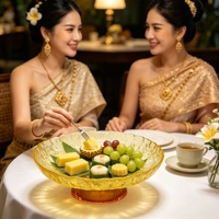 En gros, Bol à fruits sur piédestal en verre ambré martelé, Assiette à collation, Qualité alimentaire, Logo personnalisé, pour la décoration d'hôtels et de maisons, Centre de table de mariage