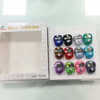 12 pièces Tally Counter Tasbeeh Mini compteur de chiffres numérique Tasbih compteur de doigts numérique avec son coffret cadeau