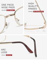 Lunettes de lecture pliantes anti-bleu à monture complète en métal pour hommes et femmes, boîte de transport pouvant accrocher des lunettes de lecture confortables à la taille.