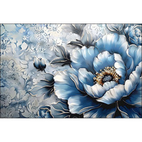 Wallpaper Mural 3D Art Deco Kupu-kupu Peony Merah Muda, Mewah Bertekstur, Cetak Transfer Panas, Custom untuk Ruang Tamu TV
