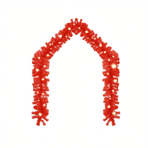 Guirnalda Navideña Roja de PVC de 5 Metros de Largo con Luces Blancas, Decoración para Colgar en la Pared, Estilo Tradicional - Product Image 1