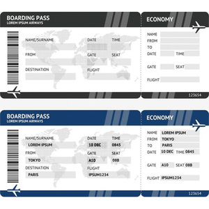 การพิมพ์ตั๋วเครื่องบิน/บัตรผ่านขึ้นเครื่องของสายการบินแบบมืออาชีพ - Product Image 1