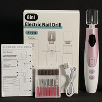 Perceuse à ongles électrique portable d'usine OEM avec 6 embouts de ponçage, machine à polir les ongles 2000 mAh, éliminateur de callosités, usage personnel et pour animaux de compagnie