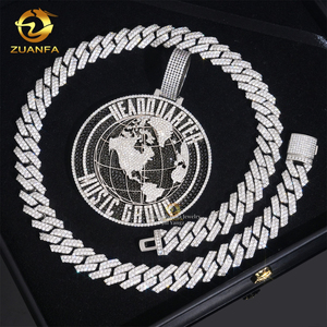 Nero Moissanite terra mappa del <span class=keywords><strong>mondo</strong></span> ciondoli personalizzati 2.5in Moissanite ghiacciato diamanti pieni lettera nome iniziale collana di gioielli - Product Image 3