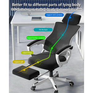 Chaise de bureau moderne pivotante à 360° économique et de haute qualité, en maille noire, avec repose-pieds, idéale pour les visiteurs - Product Image 2