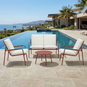 Conjunto de Sofá de Malha para Exterior com 4 Peças, Estrutura de Aço, Conjunto de Conversação para Pátio com Braços de Madeira Sintética e Mesa Redonda para Jardim - Product Image 3