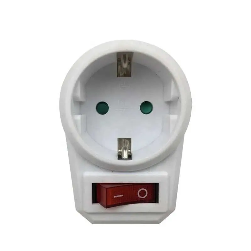 European Conversion Plug Socket 1 to 1 Way Power Adapter with Switch 16A AC 250V EU Travel Socket