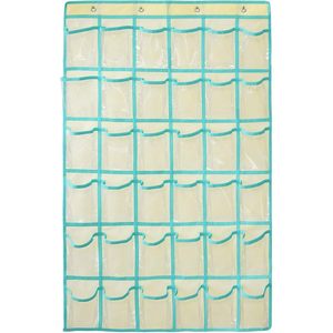 <b>Over</b> <b>Door</b> Hanging Closet Organizer 36 Pockets Clear Plastic Storage For Underwear Socks Jewelry Cell Phone Beige Rectangle - Product Image 1