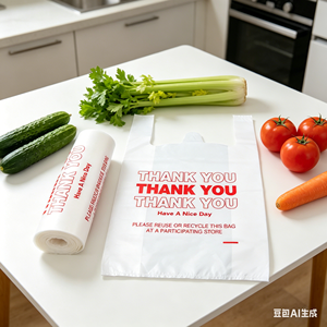 ถุงพลาสติก PE แบบทนทาน มีหูหิ้วยาวถึงมือ ขนาดมาตรฐานตลาดยุโรป สำหรับใส่เสื้อยืด ถุงช้อปปิ้งสำหรับร้านขายของชำ - Product Image 1