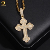 Pendentif Croix Hip Hop en Moissanite Argent 925, Pendentif Croix Glacé avec Certificat GRA