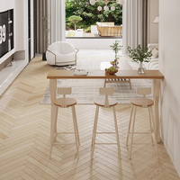 Tavolo Alto e Sedie in Legno Massello, Design Moderno Regolabile in Altezza, Ecologico, per Uso Esterno, Balcone, Caffè o Hotel