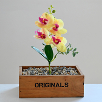 Anggrek Phalaenopsis Daun Kecil Batang Pendek Sutra Buatan Dekorasi Pernikahan Rumah Hiasan Bunga Aksesoris Plug-In
