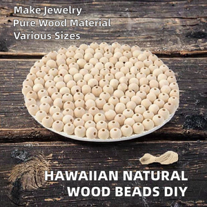 Cuentas Redondas de Madera Hawaiana de Color Natural de Alta Calidad de 12 mm, 100 Piezas por Bolsa, Paquete a Granel para Hacer Pulseras y Joyería DIY FAIZA CRAFT - Product Image 2