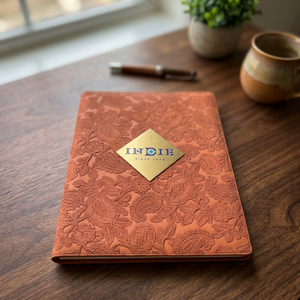 <b>A4</b> PU Leather Durable ISO Certified Menu Covers Customized Nickel Plated Logo Food Menu Restaurants Hotels - Product Image 1