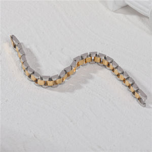 슈퍼 18K 골드 & 실버 밴드 팔찌 스테이트먼트 스테인리스 스틸 주얼리 - Product Image 2