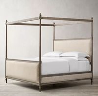 Ensemble de meubles de chambre en bois, lit à baldaquin, style français antique de haute qualité, luxe, taille King Queen, 1 pièce, panneau moderne, chêne