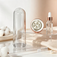 Flacon d'huile essentielle en PET de 50 ml, capsule, résistant aux rayures, base argentée or rose, flacon cosmétique