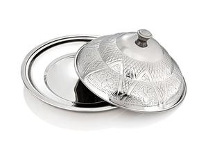 Bandeja de Servicio de Acero Inoxidable Resistente con Tapa de Domo para Uso Comercial en Cocinas - Product Image 6