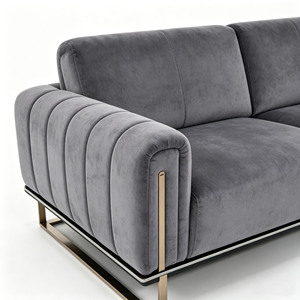 Canapé de style français directement de l'usine, cadre incurvé élégant, base chromée pour salon d'hôtel à Marseille, commande en gros - Product Image 3