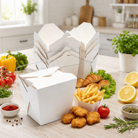 Boîte à emporter en papier blanc jetable, conteneur alimentaire chinois, boîte en papier pour nouilles et riz avec poignée en fil métallique