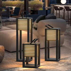 Lampe de jardin, éclairage paysager, lampe LED pour pelouse, acier inoxydable, alimentée par énergie solaire, étanche IP65, 15W, cour, terrasse, place - Product Image 1
