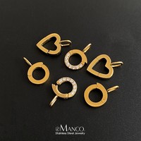 EMANCO Breloque Cœur en Acier Inoxydable Poli Squeletté avec Fermoir Zirconia pour Collier et Bracelet DIY Femme, Vente en Gros et Dropshipping