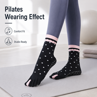 Chaussettes Pilates à cinq orteils, mi-mollet, mi-cuisse, en tricot, Spandex, Coton, Bambou, séchage rapide, respirantes, antibactériennes, antidérapantes