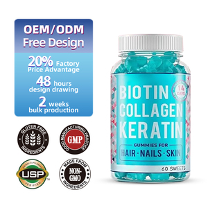 Gommose di biotina extra forte con cheratina e <span class=keywords><strong>collagene</strong></span> - per una crescita rapida dei capelli, unghie forti, pelle luminosa, vegano - Product Image 2