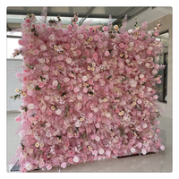 Dinding Dekorasi Pampas Mewah 5D, Rumput Pampas Buatan, Bunga Artifisial untuk Pernikahan, Latar Belakang Boho 8x8, Dinding Bunga Pampas Mawar Pink