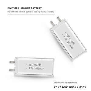 ผู้ผลิต OEM/ODM แบตเตอรี่ลิเธียมโพลิเมอร์แบบชาร์จได้ 3.7V/1050mah รุ่น 902248 แบตเตอรี่ลิเธียมไอออนขายดี - Product Image 4