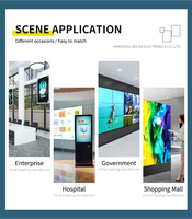 Layar LCD 55 Inci 16:9 dengan Stand Lantai, Kios Video Android, Papan Iklan Digital, Poster Digital Resolusi 1920x1080 OEM untuk Pusat Perbelanjaan