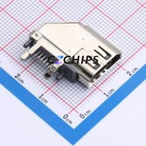 XDHF-1901-0811 HDMI Connector Through hole Component (THT) Connector HDMI-A Female 19P Side Insert - Product Image 1