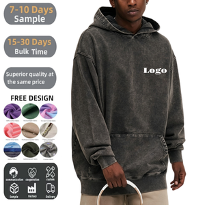Wholesale <b>Oversized</b> Unisex Streetwear <b>Vintage</b> Washed Cotton French Terry <b>Sweatshirt</b> Custom Logo Printed Blank Hoodies TKAN9227 - Product Image 1